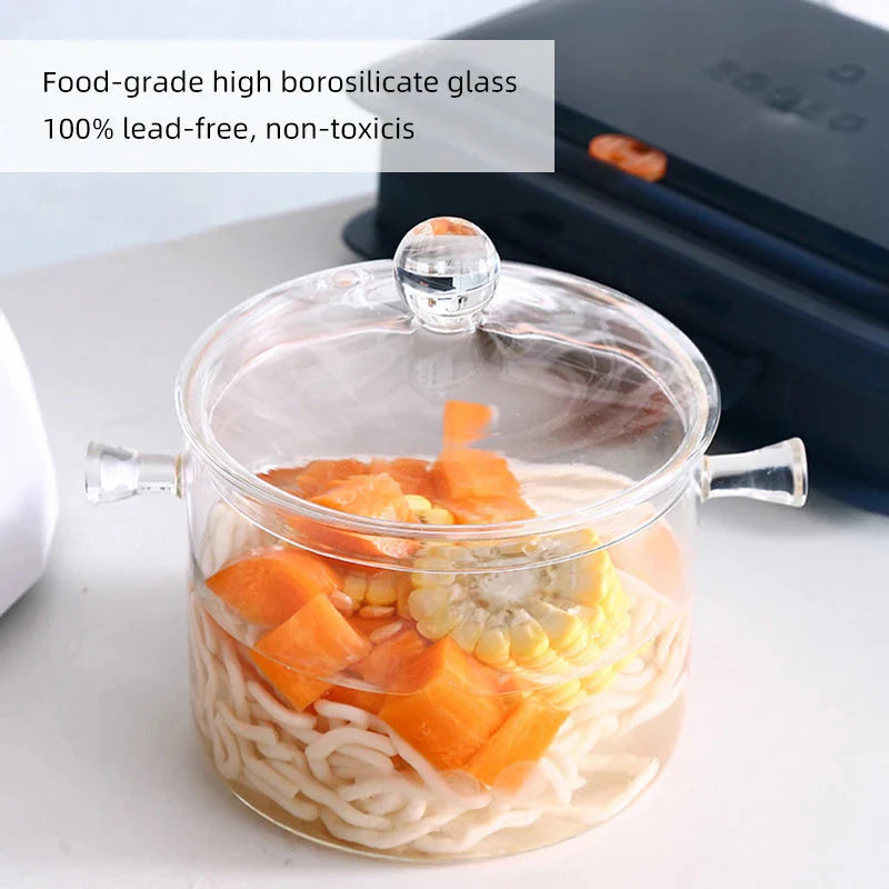 Transparent Glass Soup Pot Household Kitchen Cooking Saucepan Cookware | Luvikno