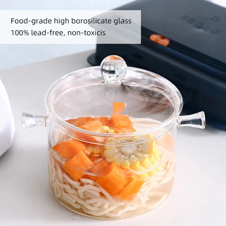 Transparent Glass Soup Pot Household Kitchen Cooking Saucepan Cookware | Luvikno
