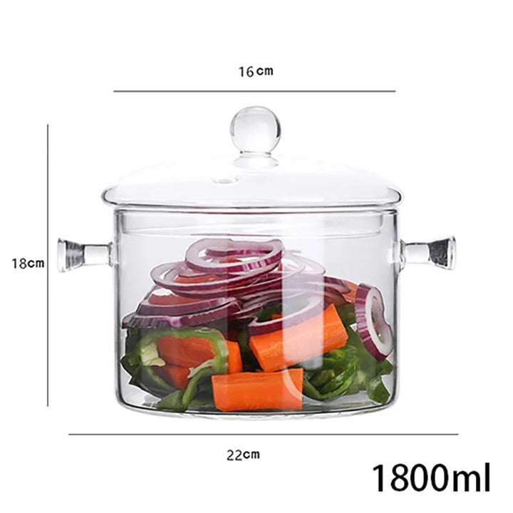 Transparent Glass Soup Pot Household Kitchen Cooking Saucepan Cookware | Luvikno