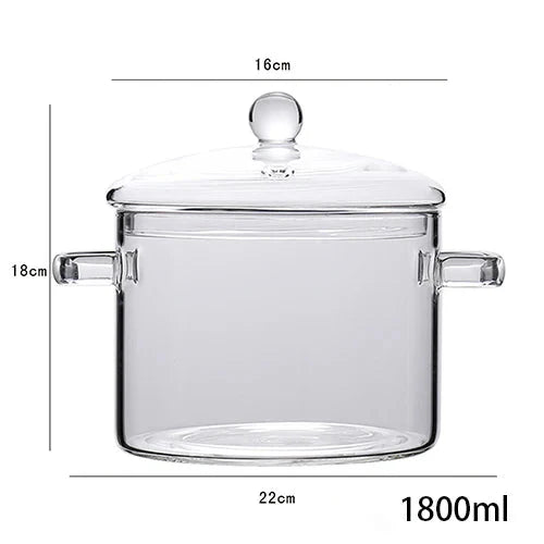 Transparent Glass Soup Pot Household Kitchen Cooking Saucepan Cookware | Luvikno