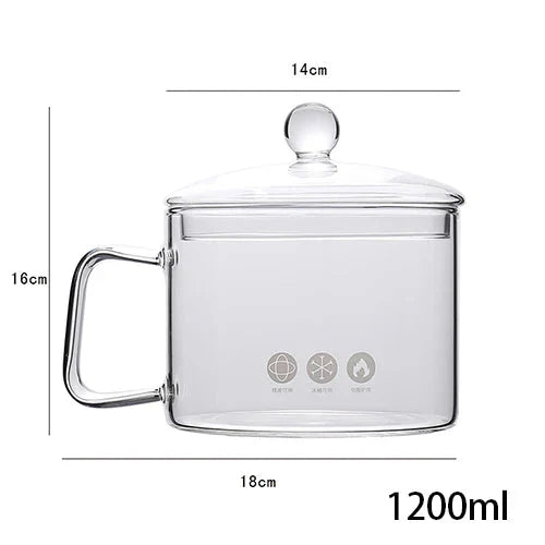 Transparent Glass Soup Pot Household Kitchen Cooking Saucepan Cookware | Luvikno