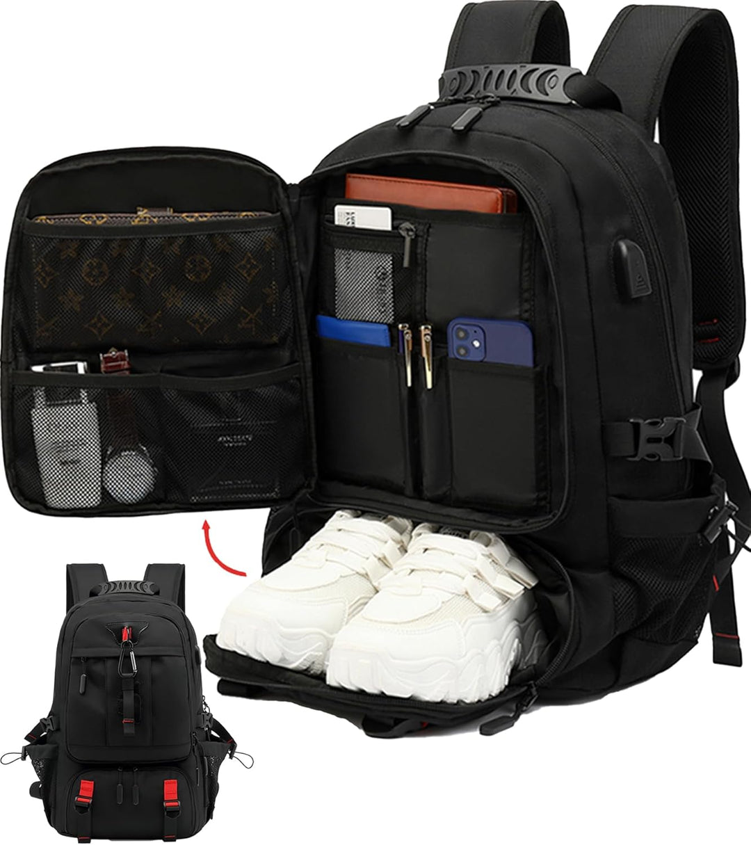 60L Vanntett Reisedatamaskinryggsekk med USB-port og Skoforening | Luvikno