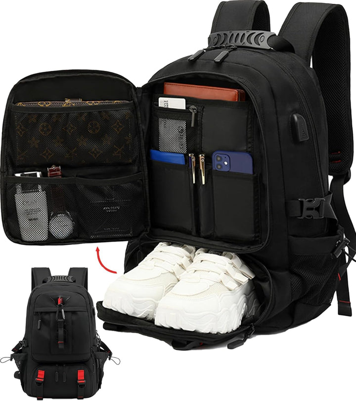 60L Vanntett Reisedatamaskinryggsekk med USB-port og Skoforening | Luvikno