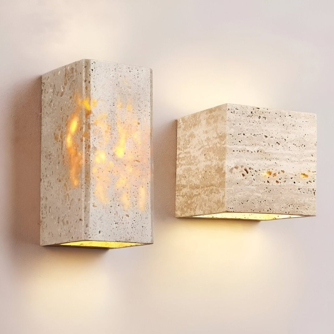 Luvikno | Vegglampe laget av travertin for en varm og elegant atmosfære