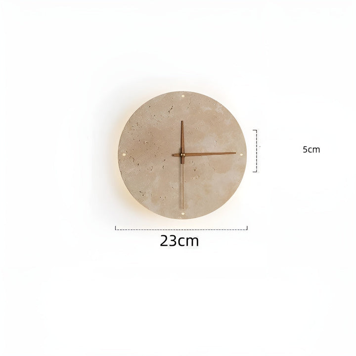 Travertine Veggklokke med LED Lys – Minimalistisk & Dekorativ | Høy- Kvalitets Naturlig Stein Klokke | Luvikno