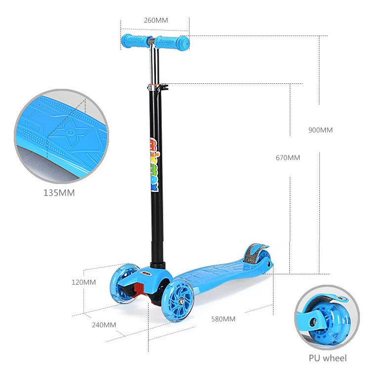 Roller 3 hjul med LED-lys (Blå eller Rosa) | Luvikno