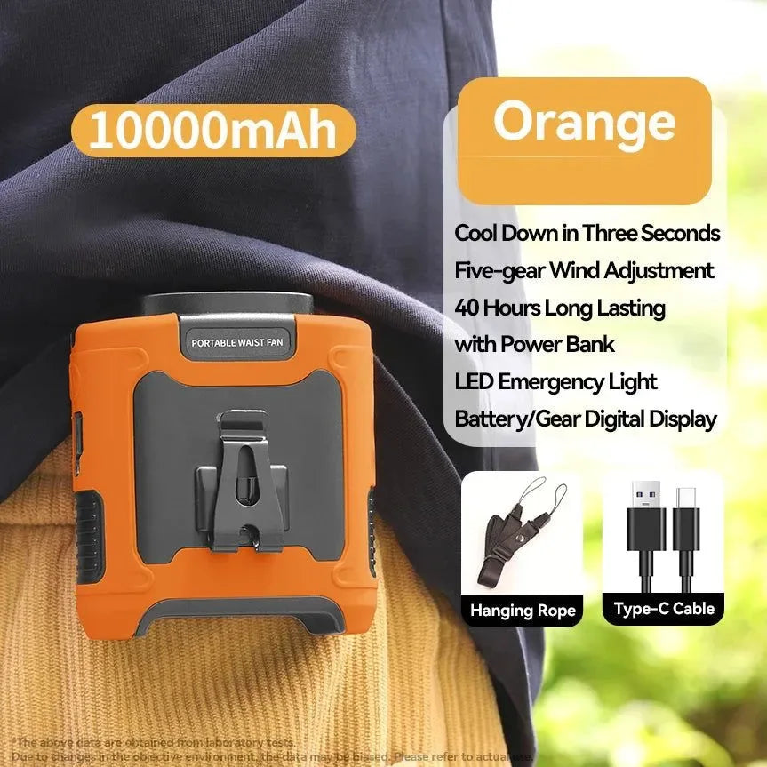10000mAh Bærbar Utendørs Livmorvifte – Hengende Nakke & Sterk Vind med Power Bank & LED Belysning | Luvikno