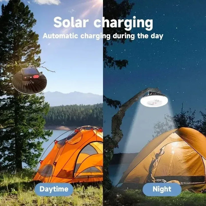 Multifunksjonelt Campingverktøy - TYPE-C/solenergidrevet ladning LED campinglys vifte | Luvikno