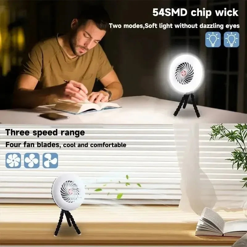 Multifunksjonelt Campingverktøy - TYPE-C/solenergidrevet ladning LED campinglys vifte | Luvikno