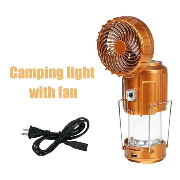 Multifunksjonell Led Campinglys Oppladbar Campinglampe Solenergi Lading Bærbar Vifte Lanterne Nød Utendørs Belysning | Luvikno