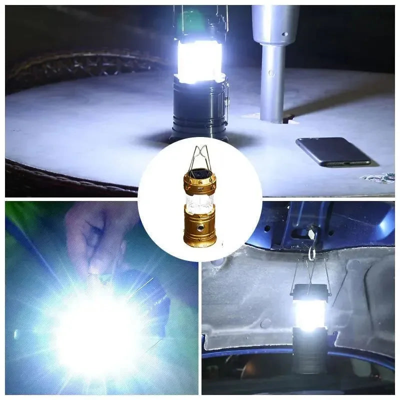 Multifunksjonell Led Campinglys Oppladbar Campinglampe Solenergi Lading Bærbar Vifte Lanterne Nød Utendørs Belysning | Luvikno