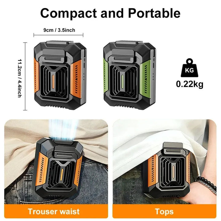 Bærbar midje klemmevifte - Mini hengende nakke- og midjevifte med powerbank og LED-lys | Luvikno
