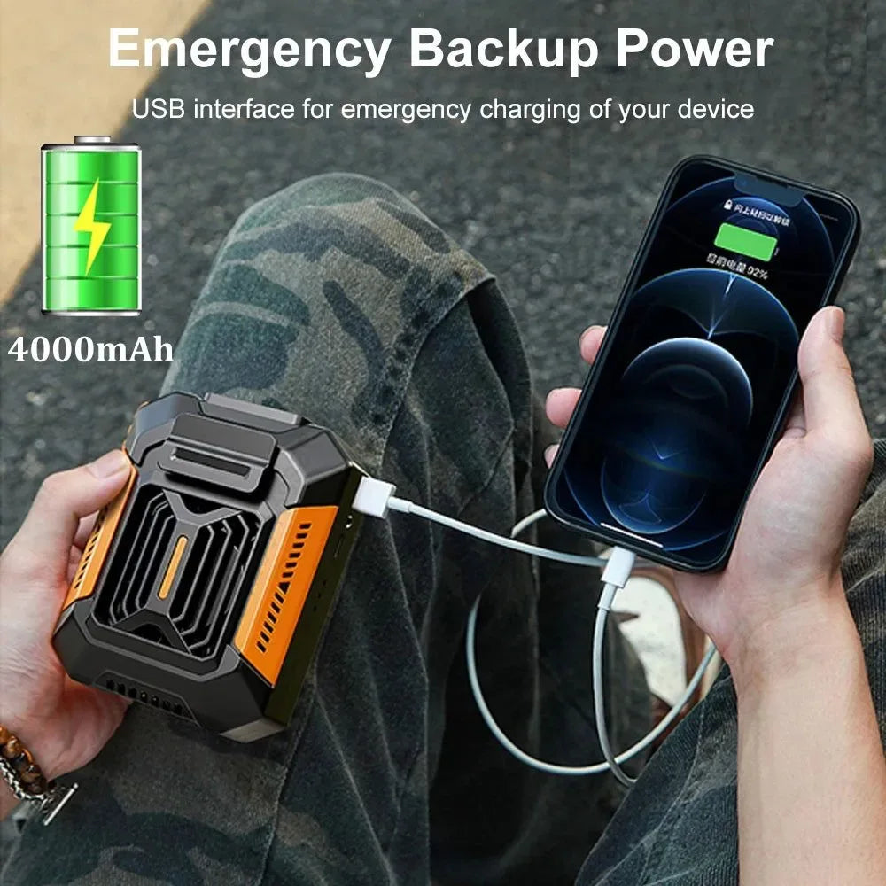 Bærbar midjeclipsvifte | USB-oppladbar hengende vifte for utendørs, camping, løping, sport | Luvikno