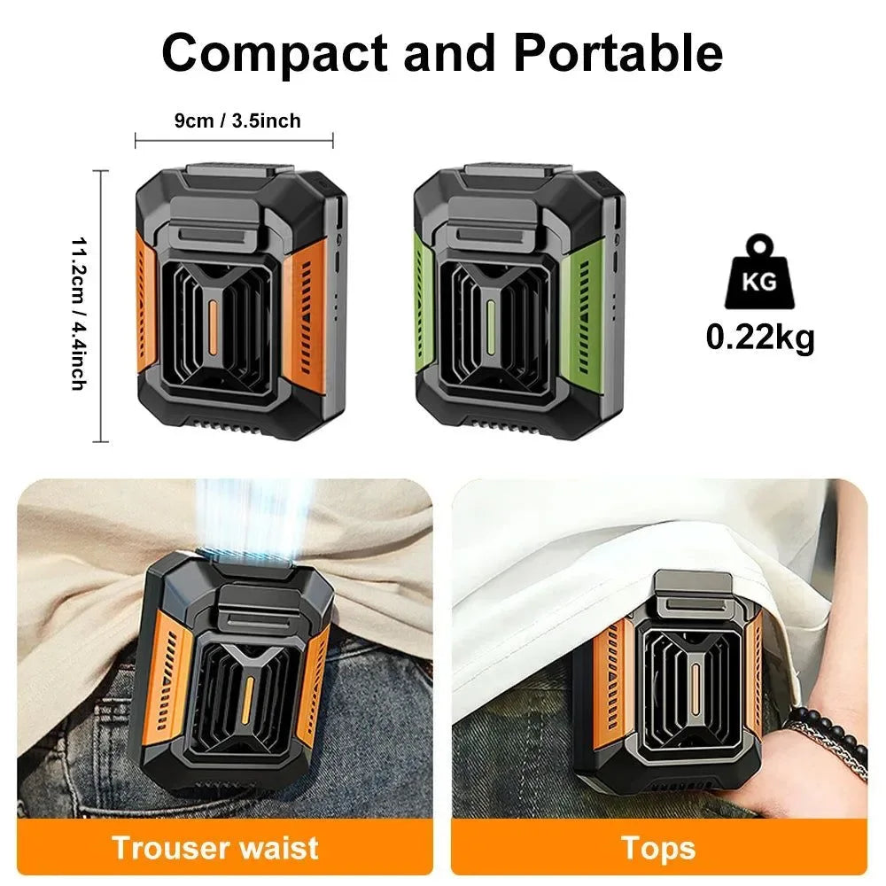 Bærbar midjeclipsvifte | USB-oppladbar hengende vifte for utendørs, camping, løping, sport | Luvikno