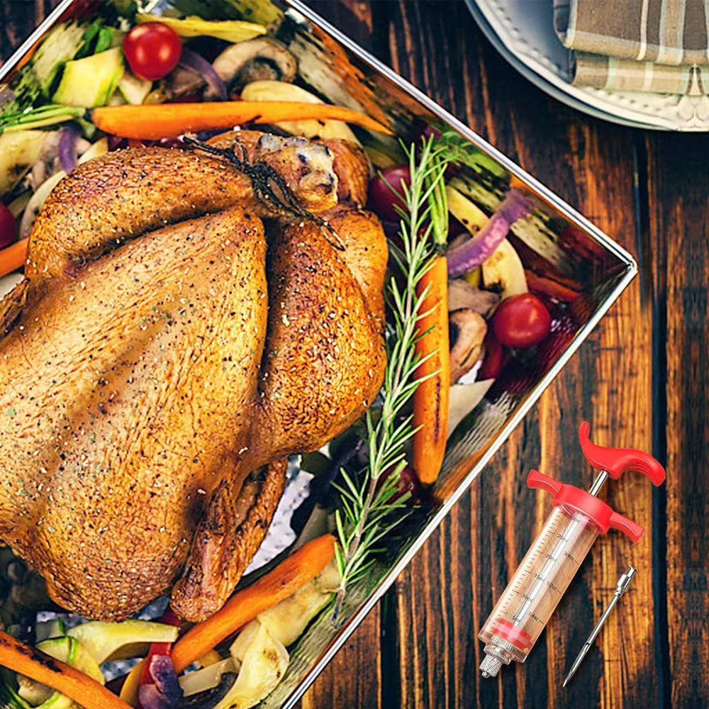 Turkey Meat Injector Sprøyte med 3 Marinade Sprøyte Needles | Luvikno