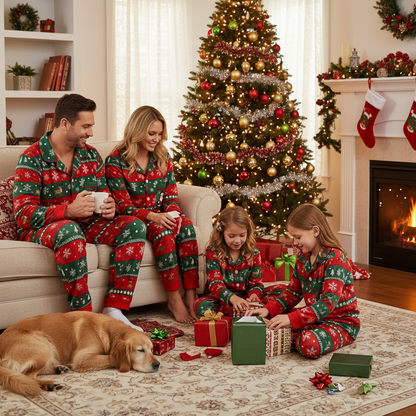 Luvik | Lomaperheen nappikauluspaita jouluyöasu