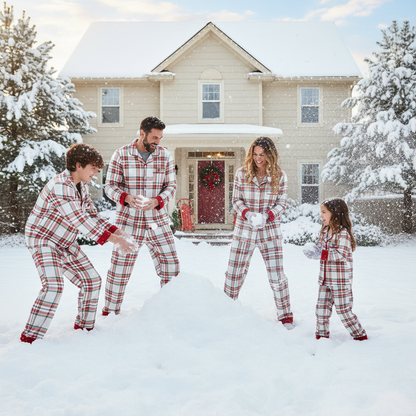 Luvik | Jouluruudullinen Perhepyjama-setti - Napitus Etureunassa