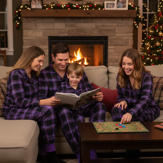 Luvik | Joulu Purppura Ruudulliset Napitus-Edessä Pyjamat Perhe Pyjama Setit