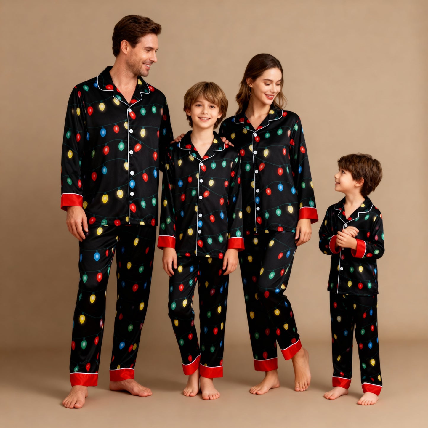 Luvik | Loma perhe nappikiinnitys satiininen joulupajama-setti
