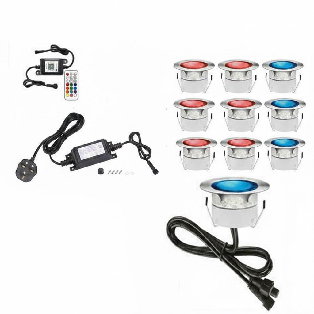 Luvikno | 45 mm RGB fargeendrende LED gulvlampe dekklampe nedgravd lampe stiglampe sti-lampe hagelampe