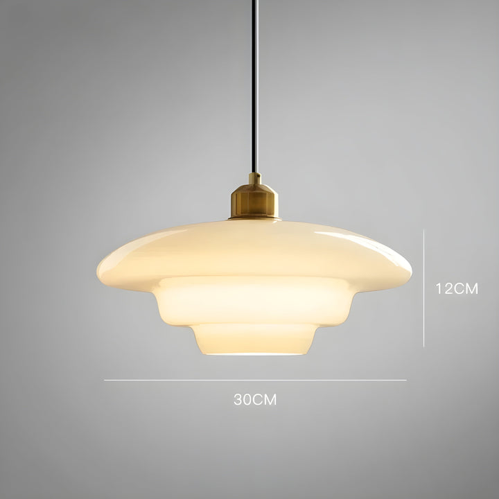 AuraBeam Light – Minimalist elfenbensfarget LED pendellampe laget av glass | Luvikno