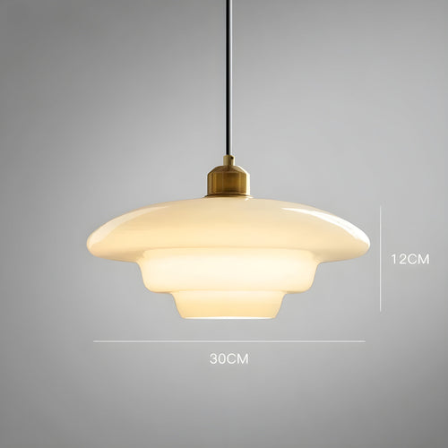 AuraBeam Light – Minimalist elfenbensfarget LED pendellampe laget av glass | Luvikno