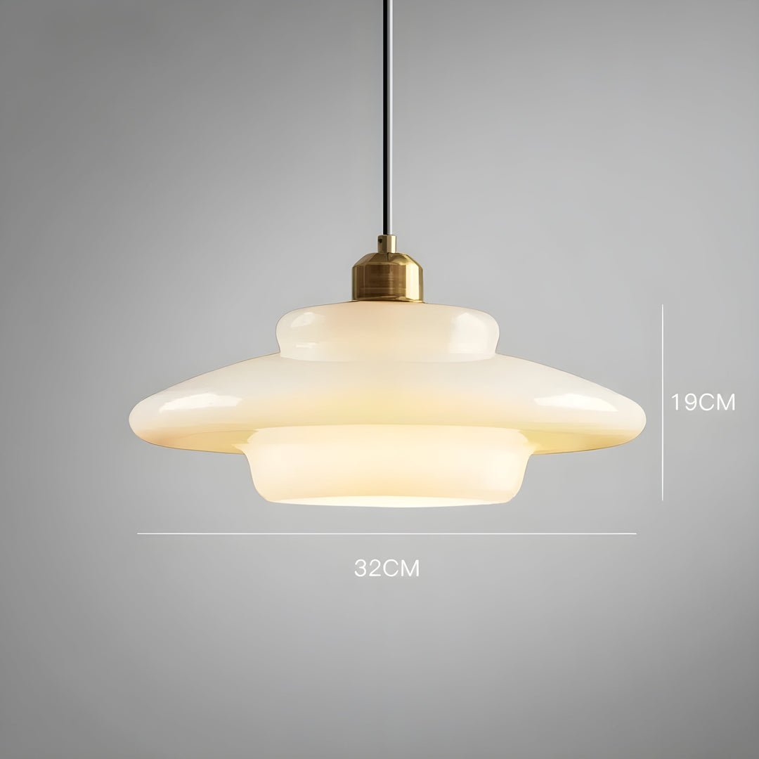 AuraBeam Light – Minimalist elfenbensfarget LED pendellampe laget av glass | Luvikno