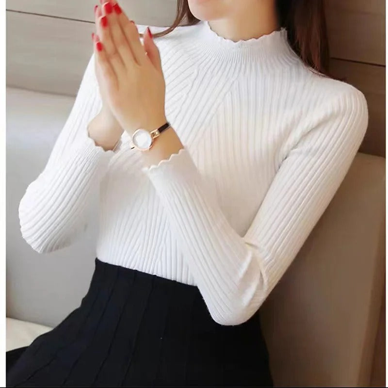 Luvik | Naisten Ruffle Neck neulepusero