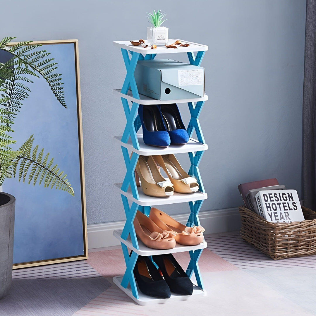 FlexiRack Skoorganizer - Multifunksjonell Flerlags Sammenleggbart Skohylle | Luvikno