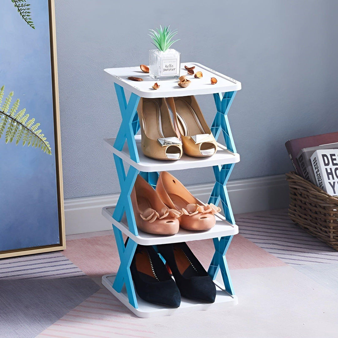 FlexiRack Skoorganizer - Multifunksjonell Flerlags Sammenleggbart Skohylle | Luvikno