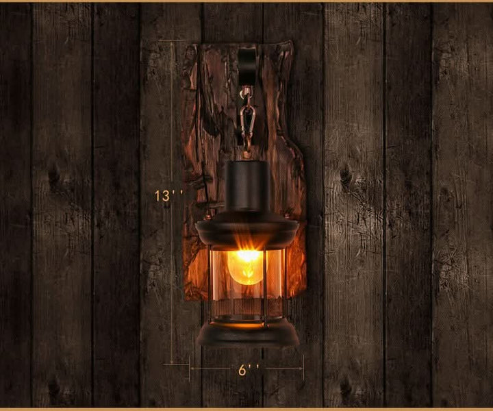 Luvikno | Veritas Vegglampe – Glassylinder med Trebase & Moderne LED Design