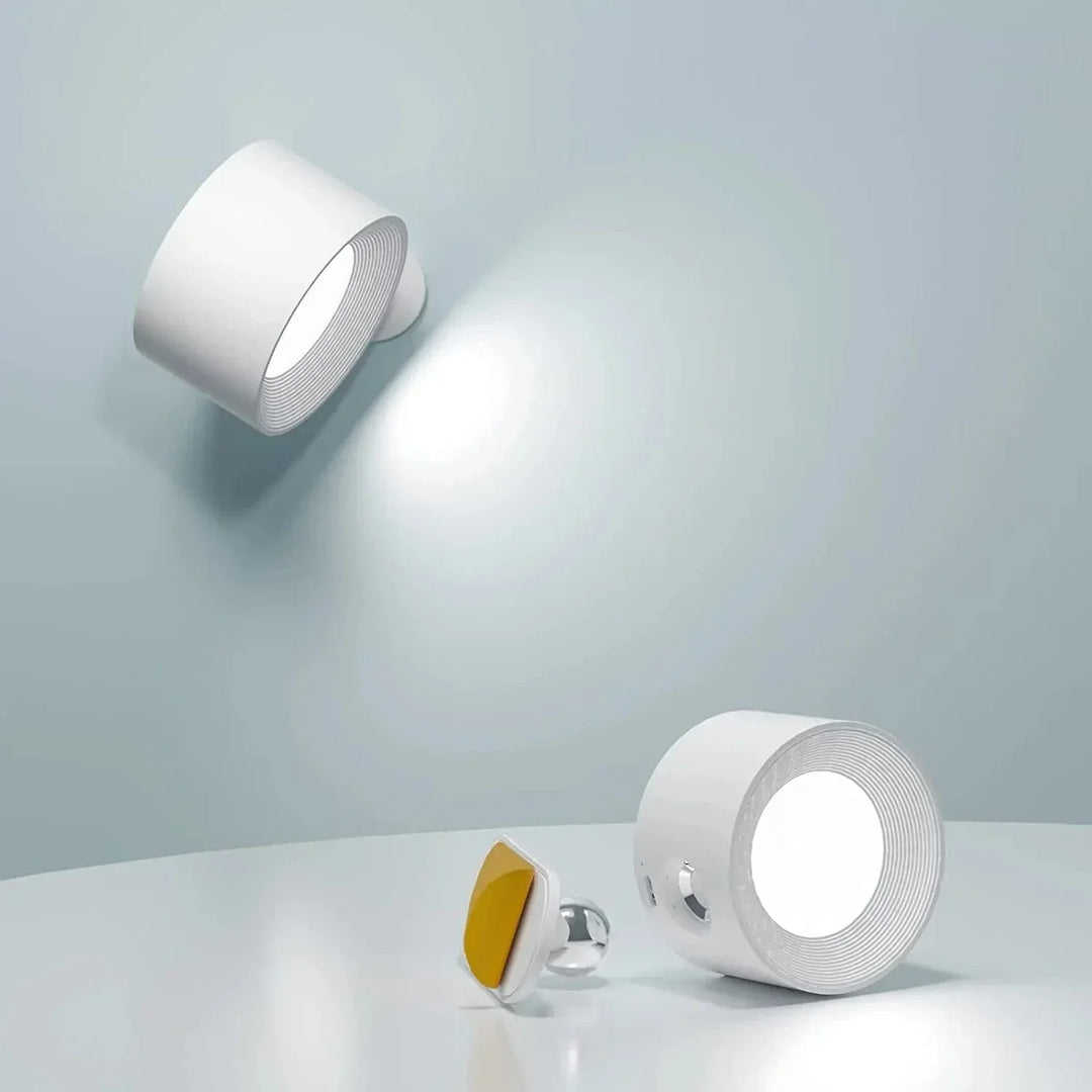 Luvikno | Batteridrevet vegglampe | Oppladbar, 360° justerbar og trådløs for soverom, ganger og lesehjørner
