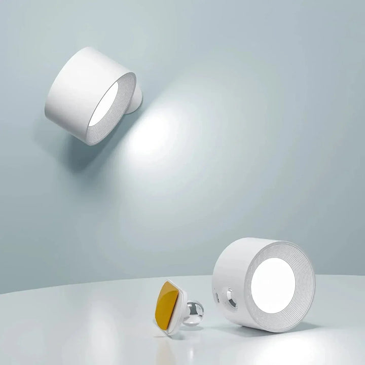 Luvikno | Batteridrevet vegglampe | Oppladbar, 360° justerbar og trådløs for soverom, ganger og lesehjørner