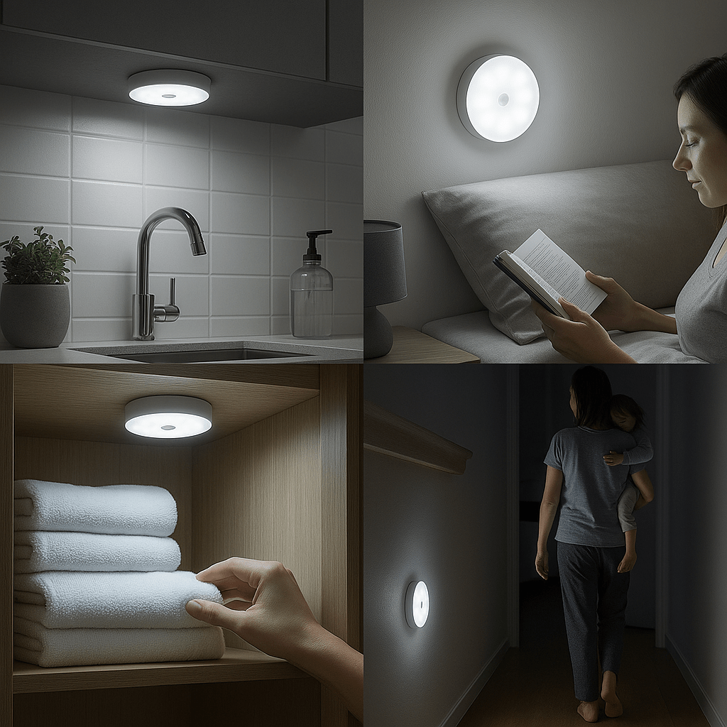 Luvikno | Oppladbar bevegelsessensor LED-lampe | Energisparende, USB-oppladbar og ideell for ganger, trapper, garderober og skap