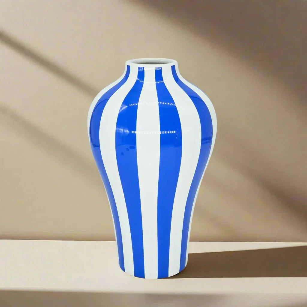 Vibrant Blue Geometric Ceramic Vase Moderne Hjem Dekor | Luvikno