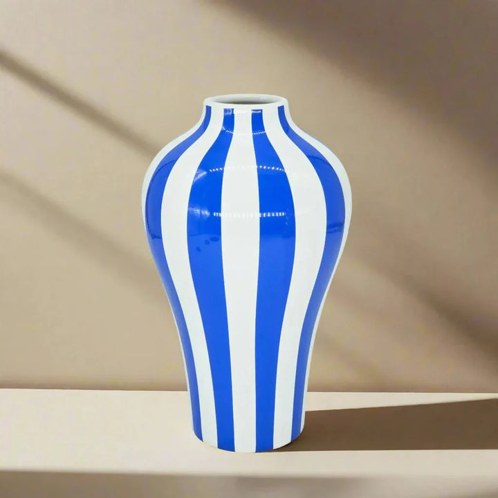 Vibrant Blue Geometric Ceramic Vase Moderne Hjem Dekor | Luvikno