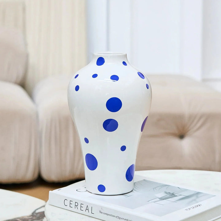 Vibrant Blue Geometric Ceramic Vase Moderne Hjem Dekor | Luvikno