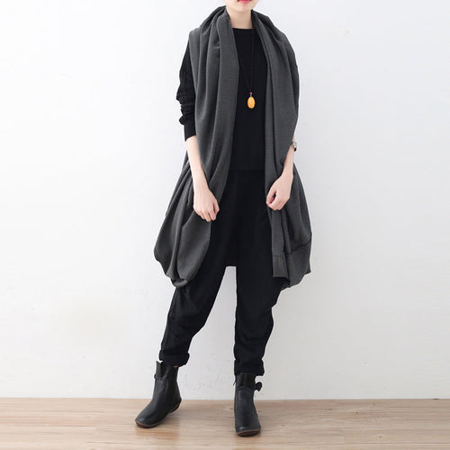 Luvik | svart oversized maxjakke asymmetrisk hem Cardigans & jakker Jakke uten ermer