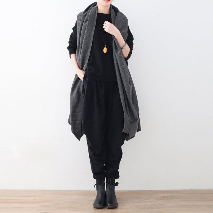Luvik | svart oversized maxjakke asymmetrisk hem Cardigans & jakker Jakke uten ermer