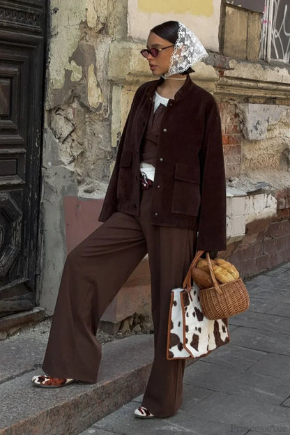 Luvik | Cord jacket with rising collar and loose fit