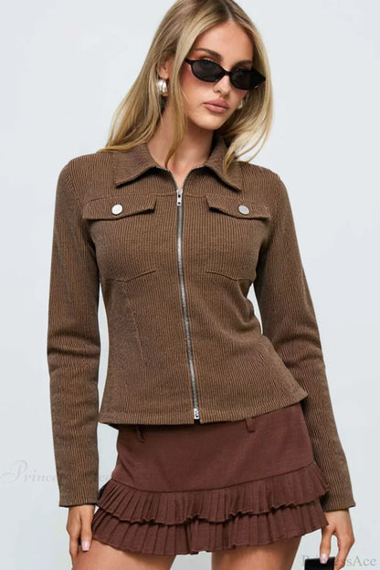 Luvik | Tummanruskea Street Slim-Fit Y2K Utility Takki