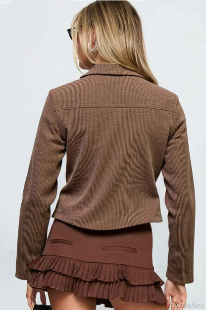 Luvik | Tummanruskea Street Slim-Fit Y2K Utility Takki