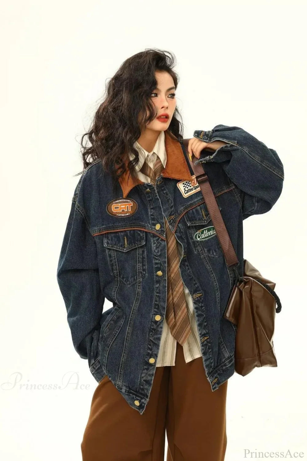 Luvik | Brodert Denim Laisen Kledd Arbeidsjakke