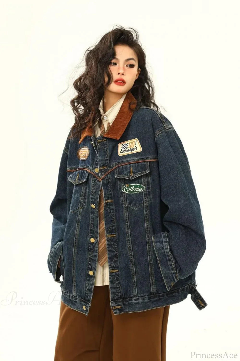 Luvik | Brodert Denim Laisen Kledd Arbeidsjakke