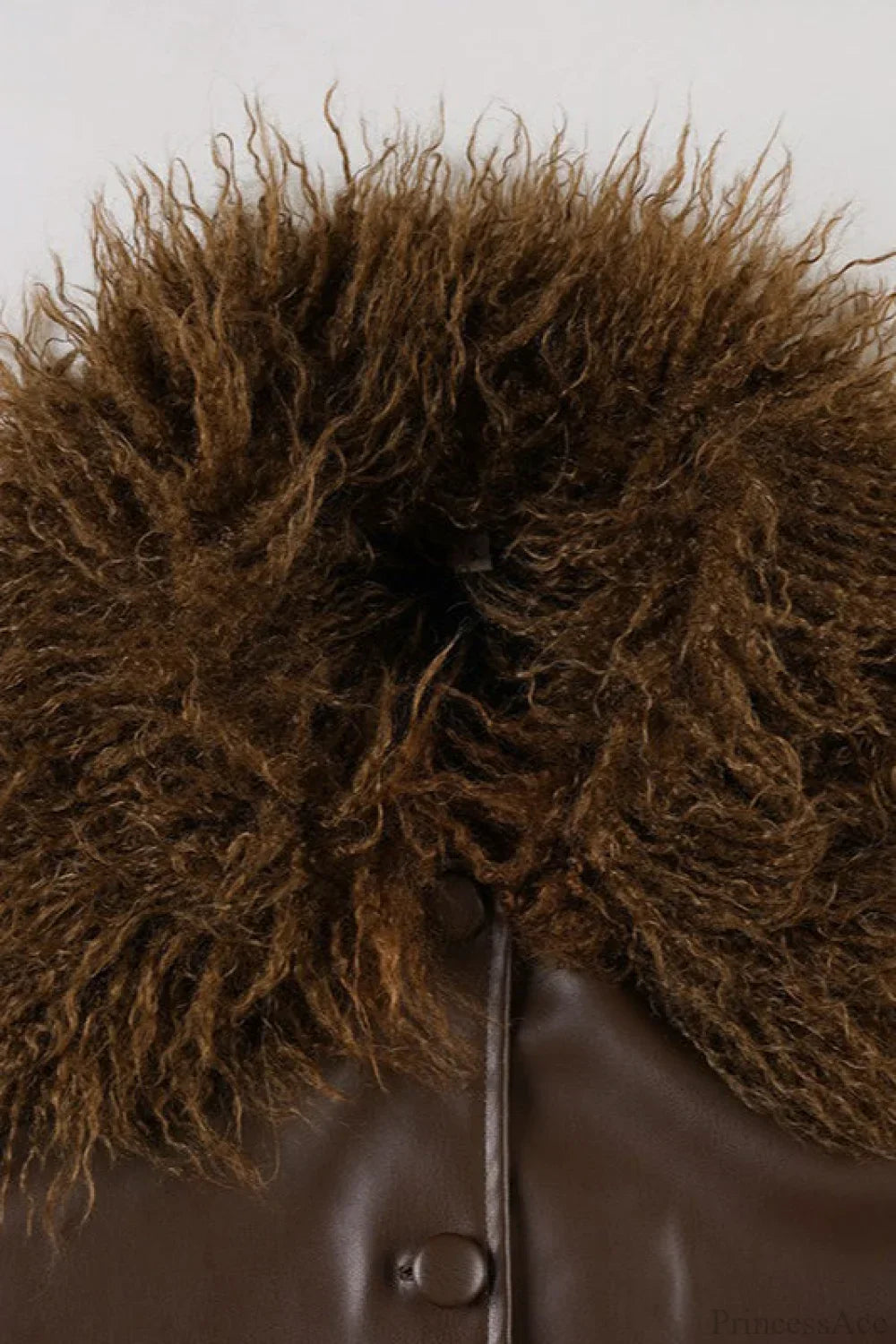 Luvik | Fleece-kauluksellinen Nahkapaneli Takki