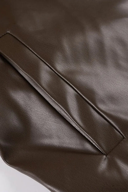 Luvik | Fleece-kauluksellinen Nahkapaneli Takki