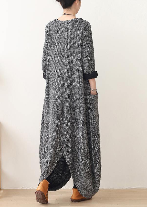Luvik | grå oversized ulljakke V-hals vinterjakke dame asymmetrisk vinterjakke