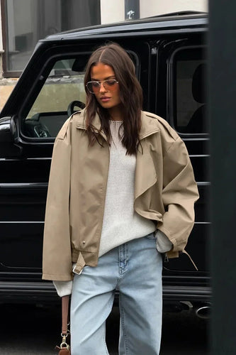 Luvik | Khaki Klapp Trench Fritidsjakke