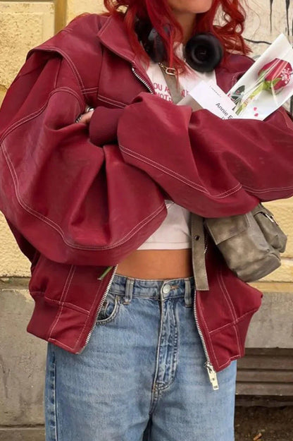 Luvik | Irtonainen Pitkähiha Lapellihihaton Nahkatakki