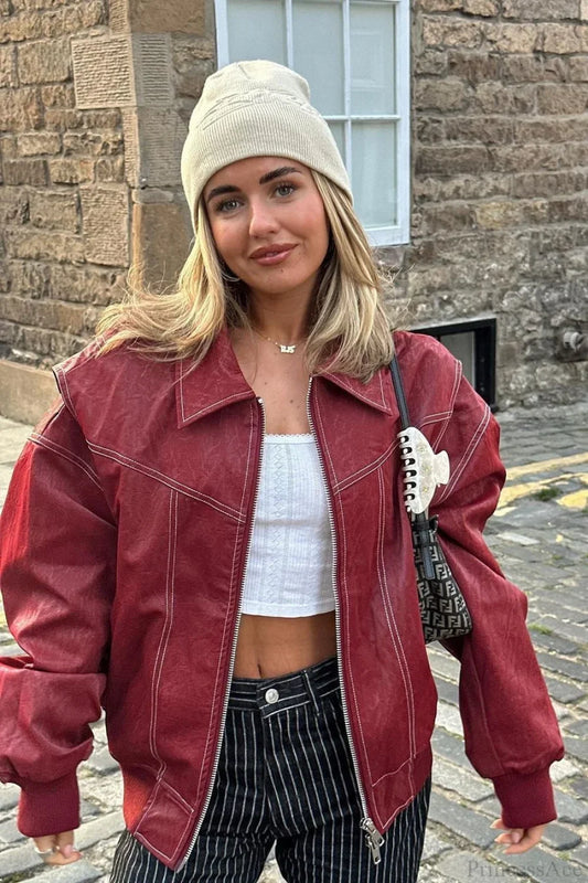 Luvik | Irtonainen Pitkähiha Lapellihihaton Nahkatakki